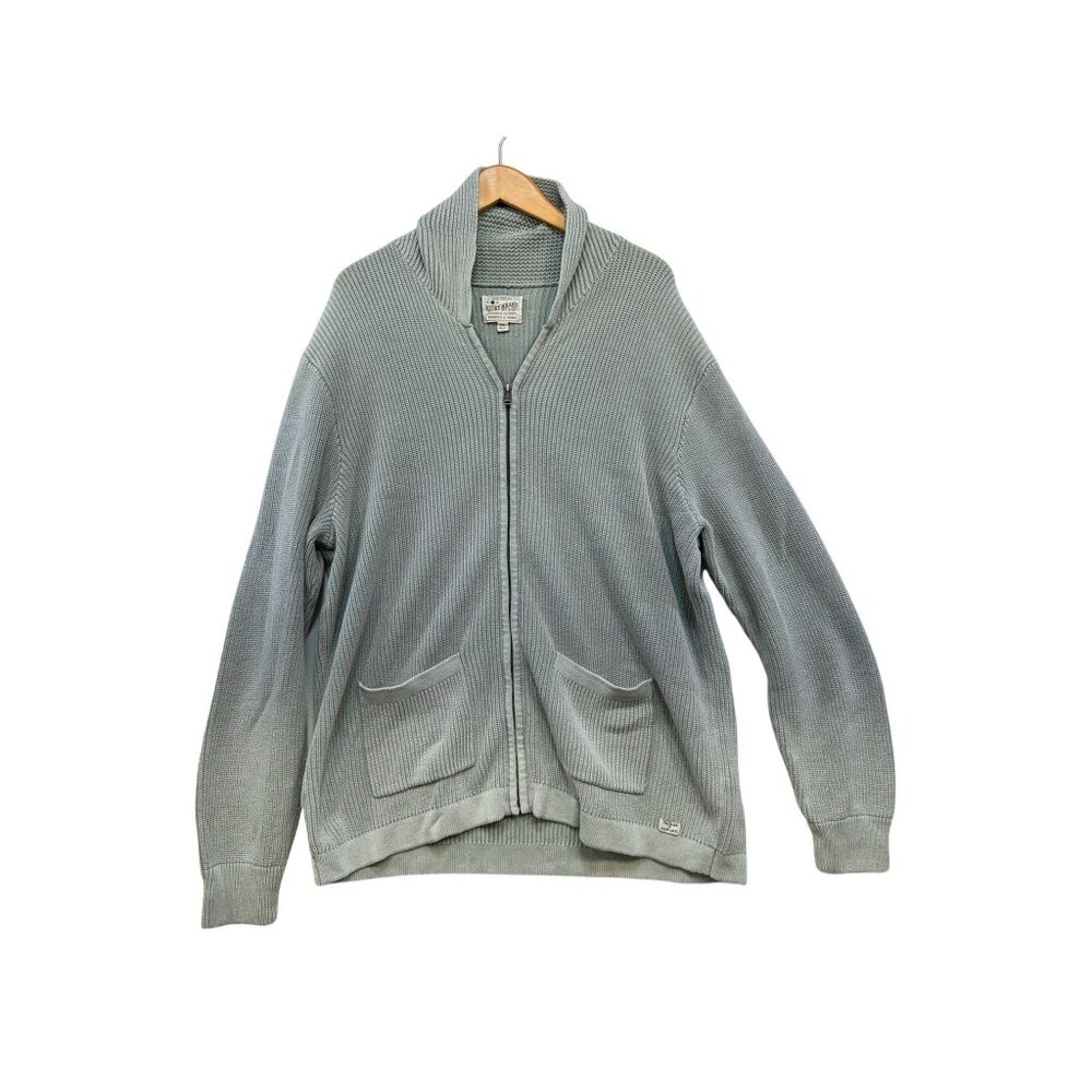 Lucky Brand Womens Washed & Worn Ribbed Zip-Up Cardigan XXL Pale Green